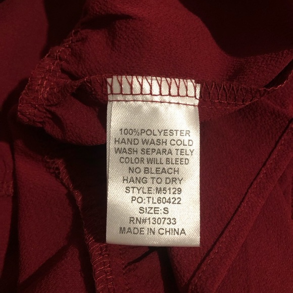 Umgee Bell Ruffle Sleeve Tiered Oversized Short Sleeve In Burgundy. NWT! Sz S - Picture 7 of 9